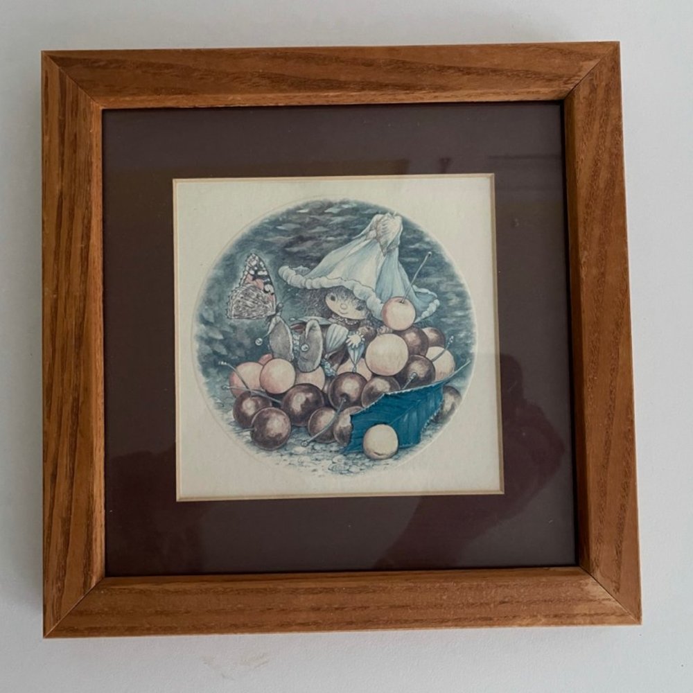 Elf in a Cherry Patch in an 8'x8" Teak Frame